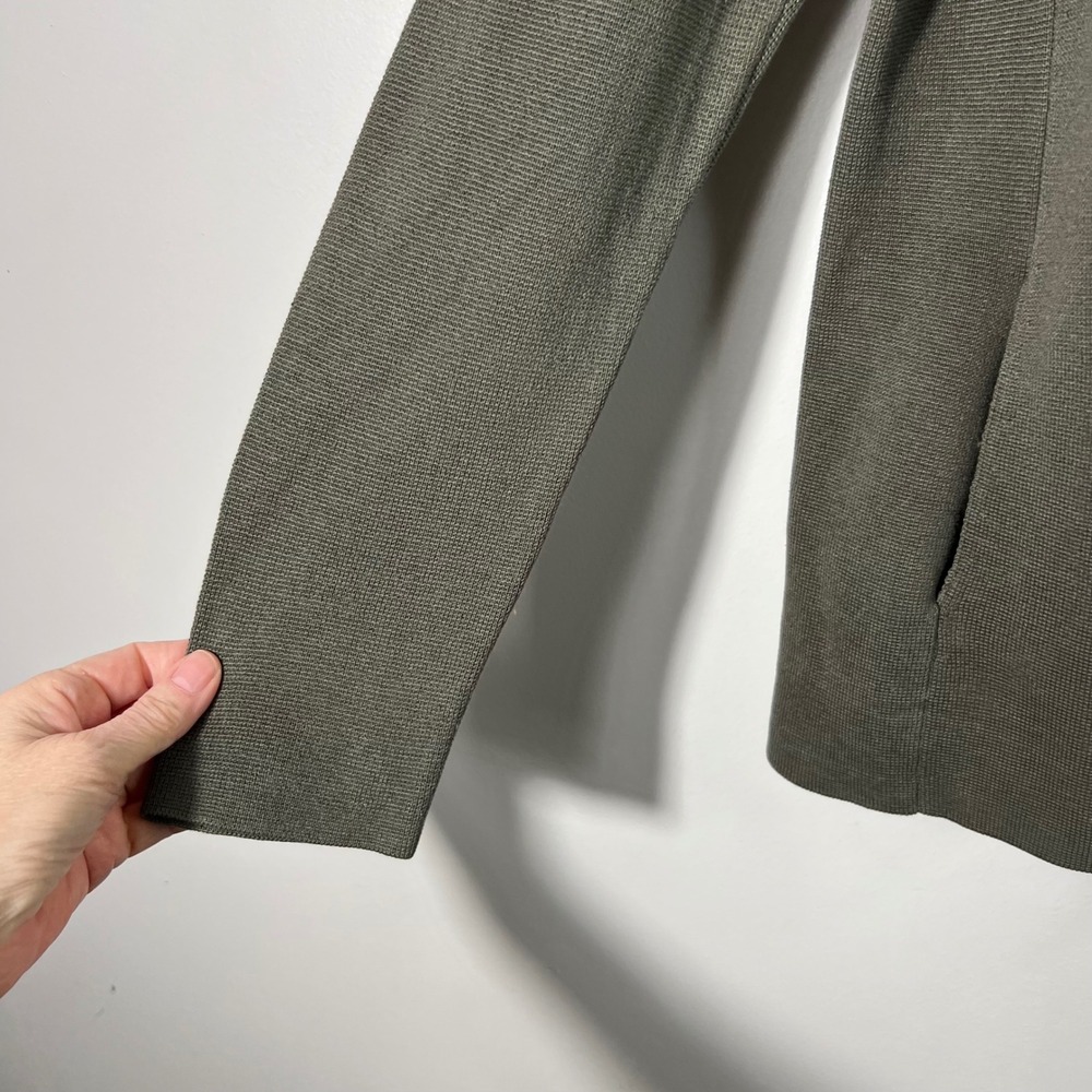 Womens Eileen Fisher Notch Cardigan Jacket Silk Organic Cotton Knit Green S/P‎ - Picture 4 of 9